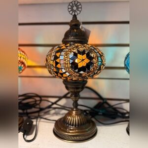 Artisan Mosaic Glass Lamp - Black and Orange